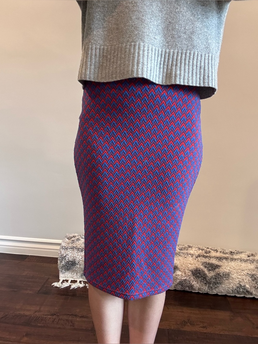 American Apparel Blue and Red Chevron Women's Pencil Skirt